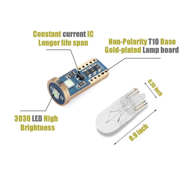 iBrightstar Extremely Bright Wedge T10 168 194 LED Bulbs for Car Interior Dome Map Door Courtesy License Plate Lights, Ice Blue - Image 3